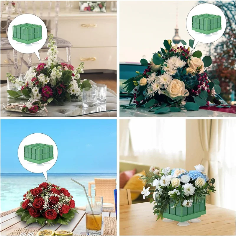 M04K Floral Foam Cage With Square Flower Foam Blocks Holder, Floral Foam Blocks For Artificial Flowers Arrangements 8Pcs