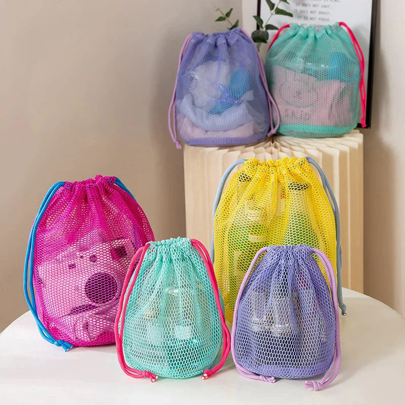 Nylon Mesh Drawstring Storage Pouch Bag Multi Purpose Travel & Outdoor Activity Pouch For Digital Products Makeup Bag