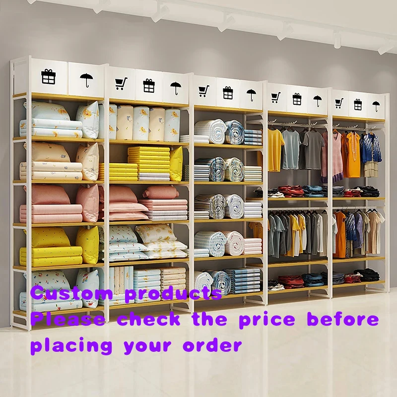 

custom.Steel & Wood 3-Shelf Freestanding Display Stand Clothing Shops and Supermarkets