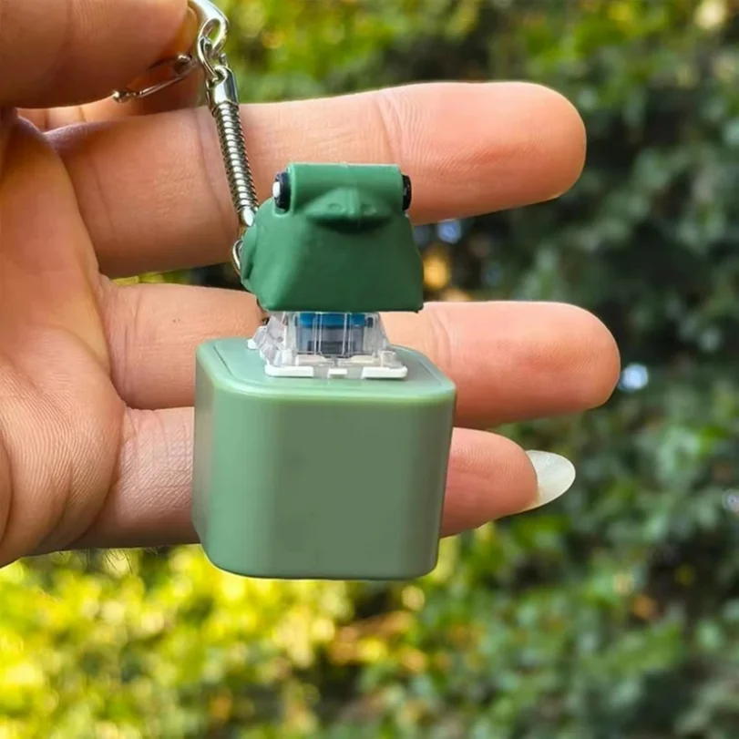 Croaking Frog Fidget Pendant Keychain With Colorful Lights Rechargeable Stress Reliever Anxiety Sensory Funny Sound Button Charm
