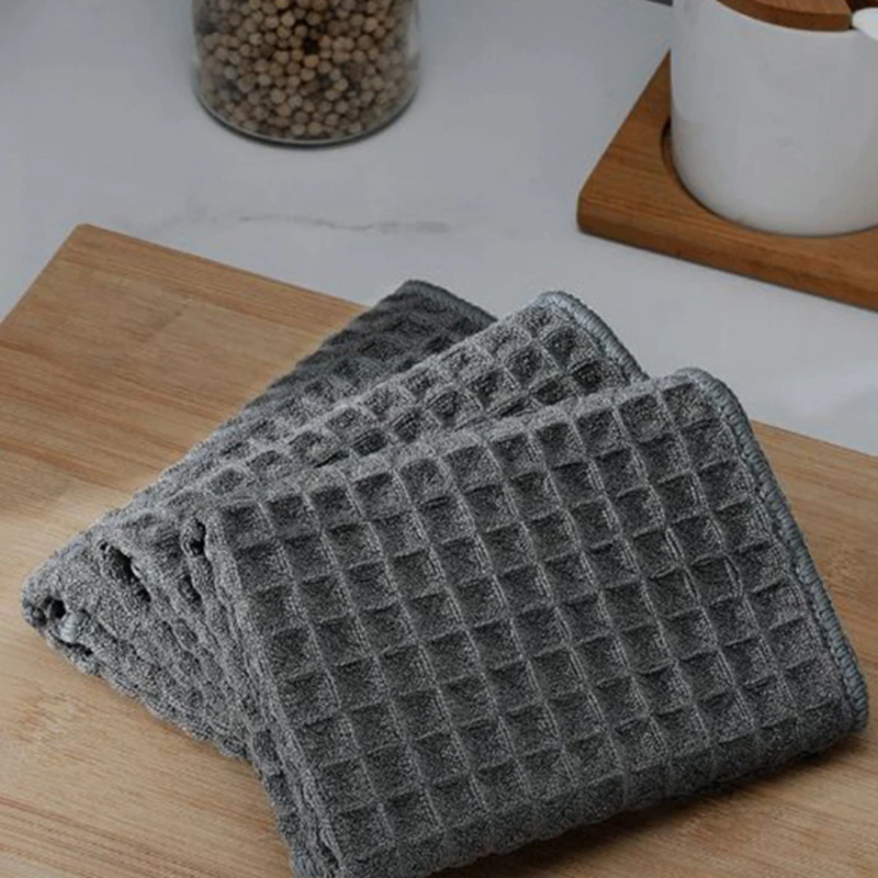 Dishcloth Waffle Weave Towel Ultra Soft Absorbent Hand Towel Wash Cloth Household Kitchen Cleaning Cloth Tool