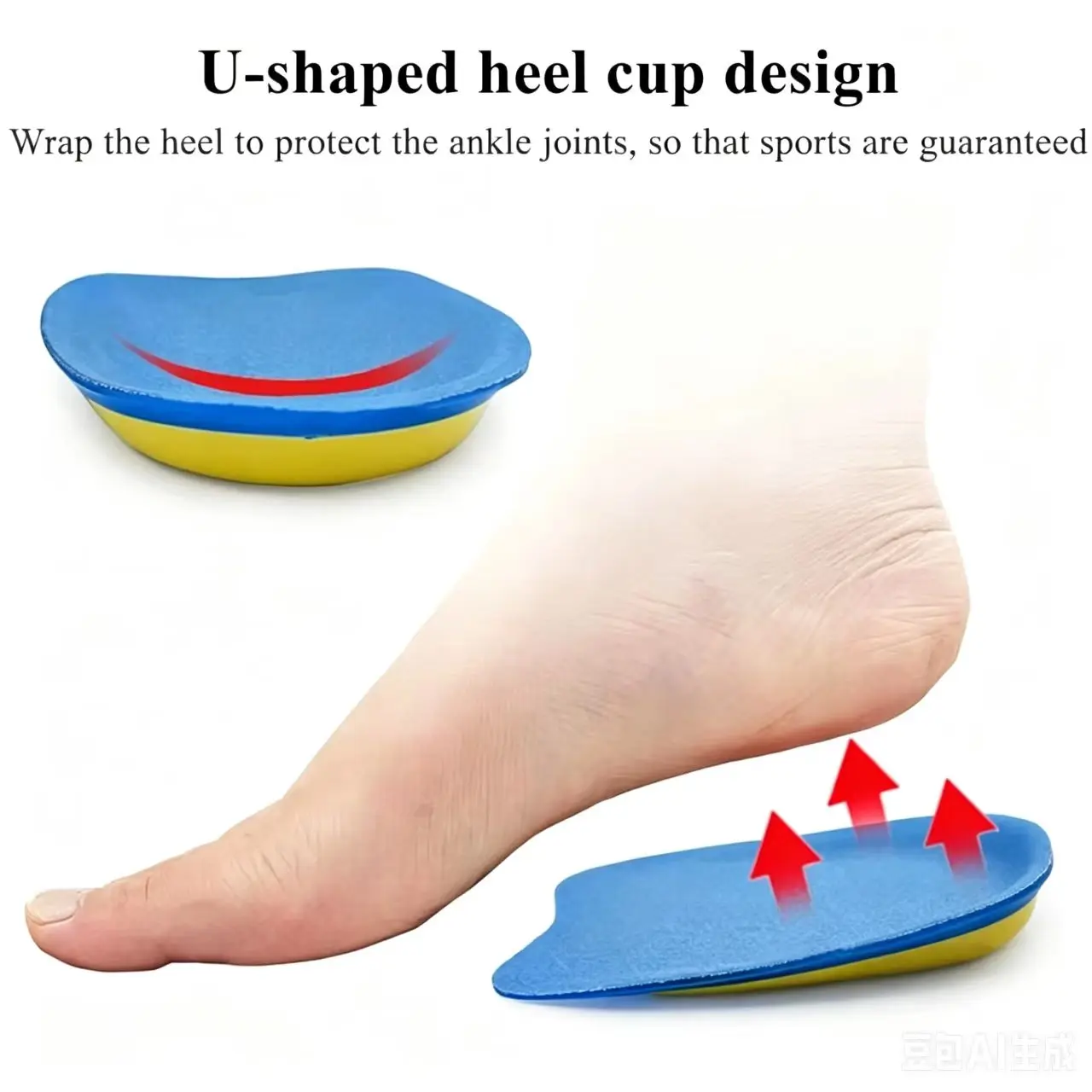 Silicone Heel Cups for Achilles Tendonitis Gel Shoe Inserts for Heel Spurs Plantar Fasciitis Pain Relief Half Heel Insole Pad