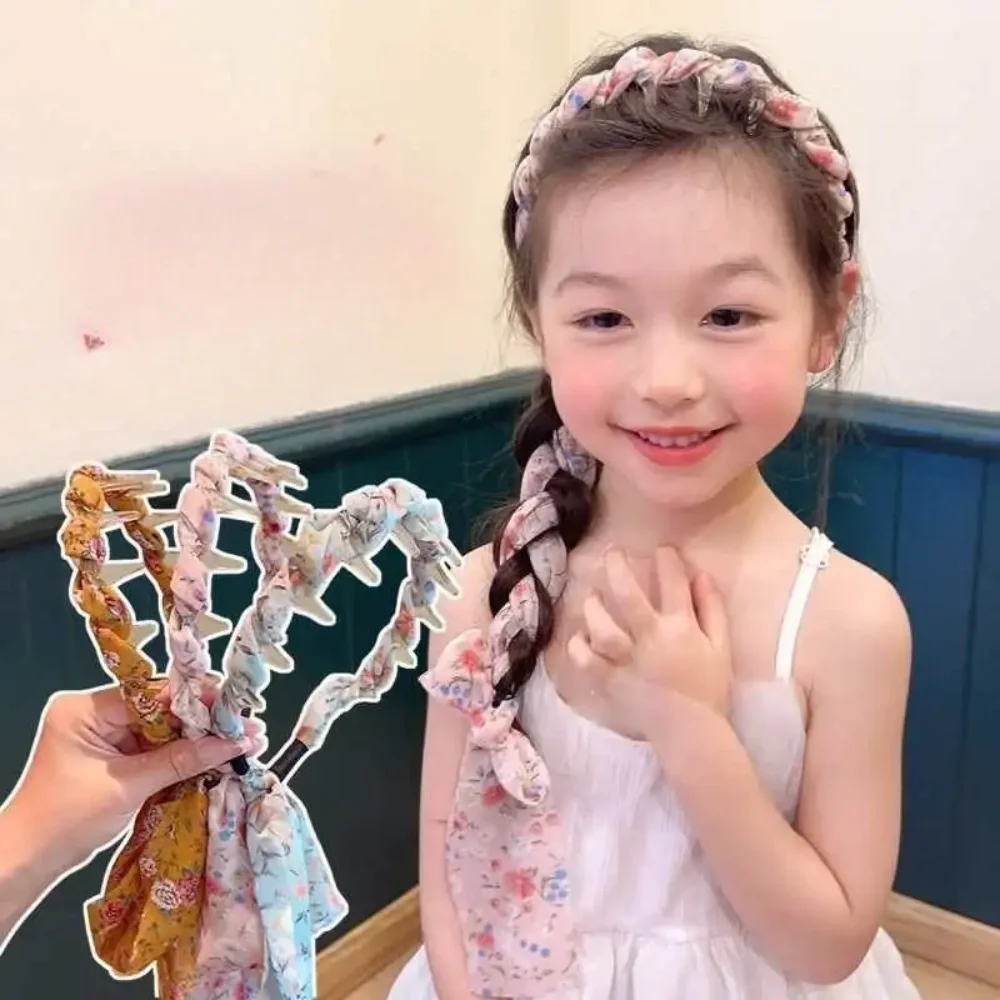 

Новинка 2024 года, повязка на голову с цветочным принтом для девочек, летний шарф, галстук, повязка на голову, мягкая повязка для волос для малышей, милый головной убор с бантом, детские аксессуары для волос