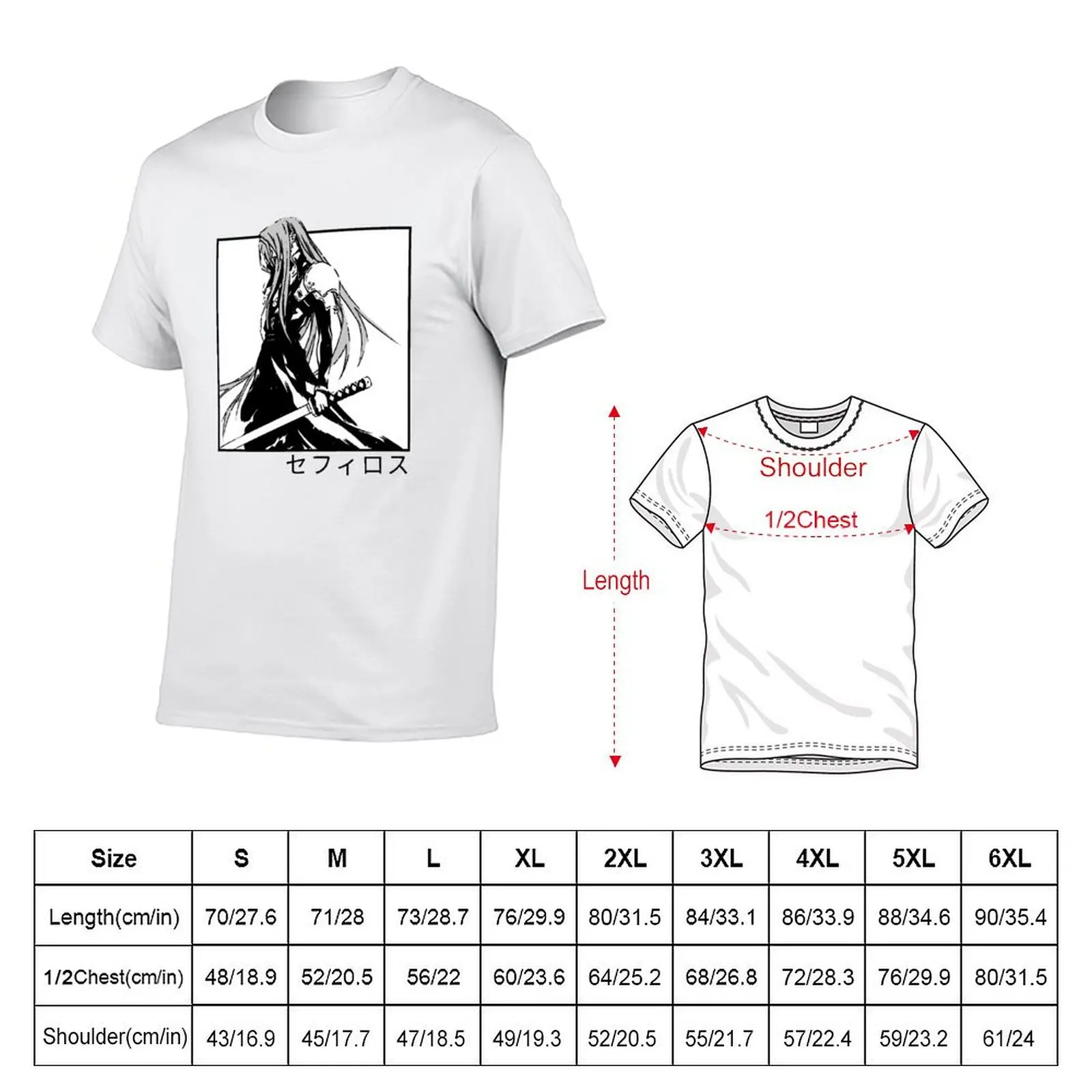 sephiroth ffvii T-Shirt heavyweights man clothes anime clothes clothes t shirts for men