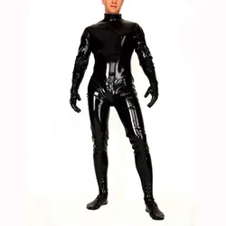 0.6mm Men Latex Catsuit Rubber Bodysuit with Socks ( and Separeted Gloves)  Handmade Jumpsuit  Clothing S-LCM100