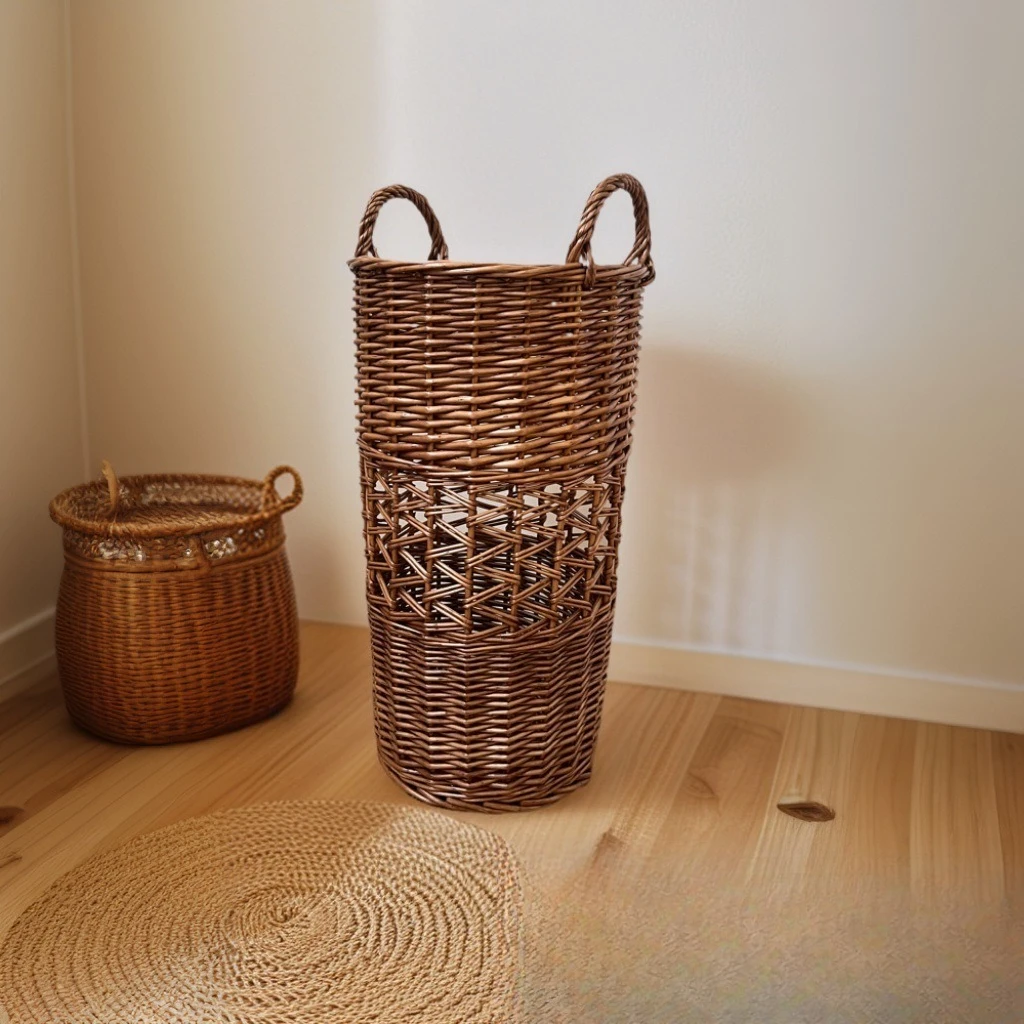 2025 new entrance storage umbrella picture scroll yoga mat storage kitchen storage rattan flower basket dirty clothes