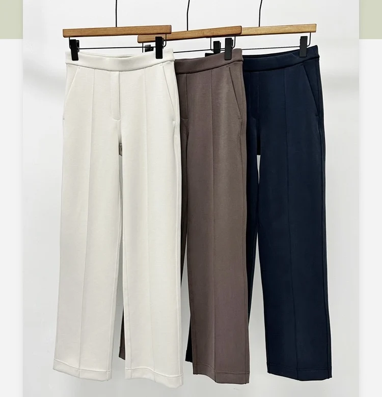 

Женские спортивные длинные брюки из модала с мягкой драпировкой, удобная посадка, эластичная талия, широкие повседневные брюки, ленивый шик, универсальный, элегантный на ощупь