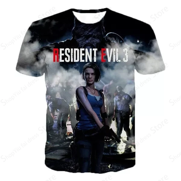 Game Men\'s T Shirt 3d Resident Evil Print Tshirt Men Women Fashion Short Sleeve T-shirt Kids Hip Hop Tops Tees Mens Clothes Teen