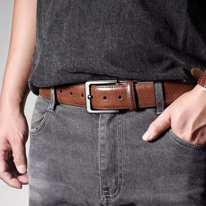 3.8 سنتيمتر الرجال بولي Leather الجلود سبيكة دبوس مربع مشبك حزام 120 130 140 سنتيمتر الأعمال حزام الترفيه كبار السن الكلاسيكية أسود براون حزام الخصر