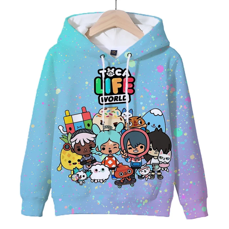 

Toca Life World 3D Hoodie Harajuku Tops Boys Cartoon Sweatshirts Girls Pullover Tops Children Outerwear Kids Clothes Anime Hoody