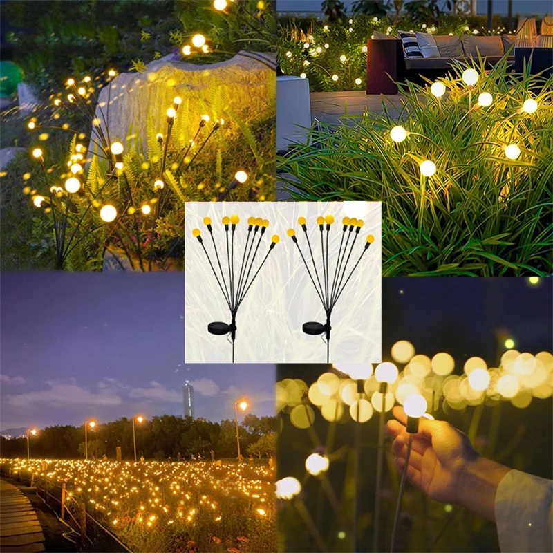 أضواء الحديقة التي تعمل بالطاقة الشمسية ، أضواء اليراع ، نابضة بالحياة ، مسار الفناء ، ديكور حفل الزفاف ، 2 أضواء ، 1 way #6