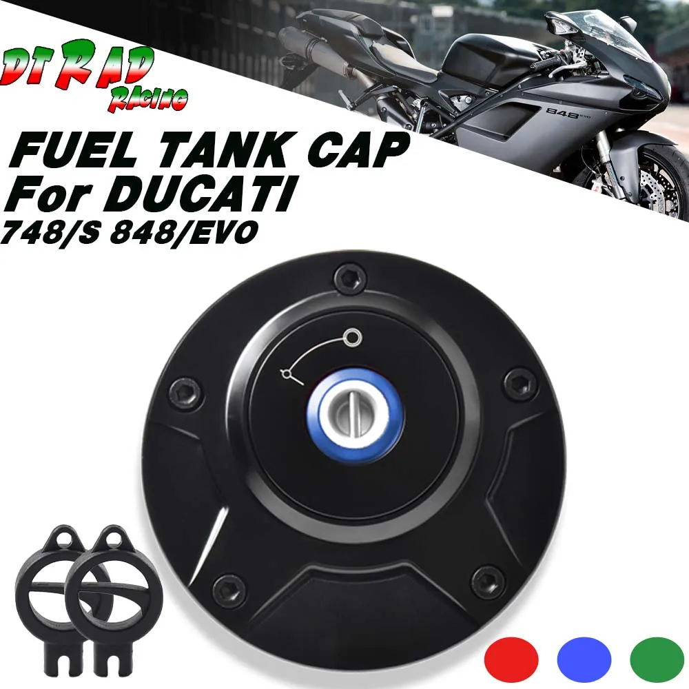 Motorcycle CNC Fuel Tank Cap For DUCATI 748/S 1994-2002 848 2007-2013 848 EVO 2011-2013 Anti-Tampering Key Lock Oil Gas Cover