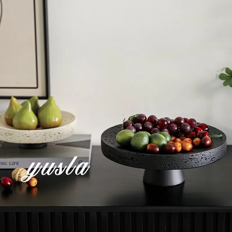 Retro Imitation Travertine Resin Dried Fruit Tray Decorative Bowl for Restaurant Bar Coffee Table Home Room Decoration