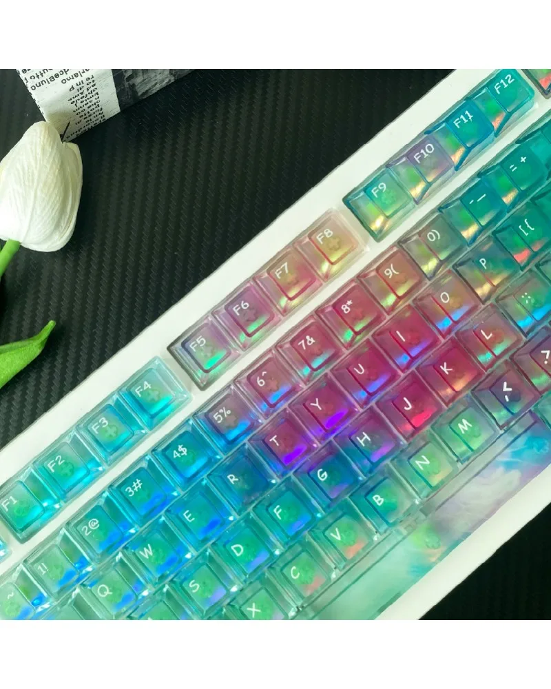 

Keycaps Mint Green Personalized Customized Mechanical Keyboard Keycaps 119 Keys Small Full Set Mist Transparent