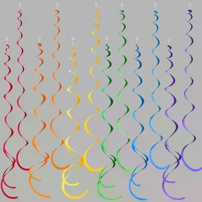 Felt Rainbow Hanging Swirl Streamers Bright Colors Reusable Birthday Party Baby Shower Decorations