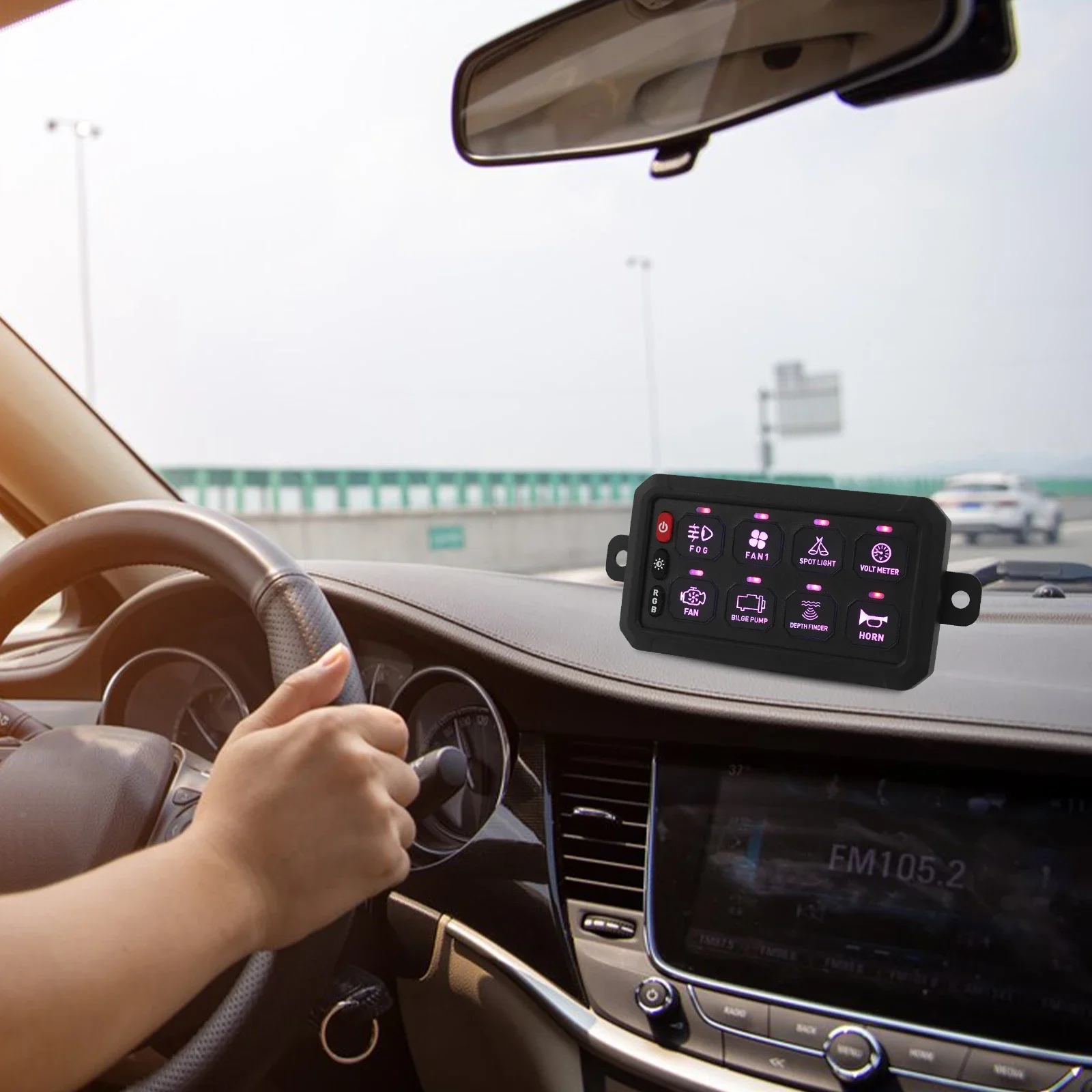 صندوق التبديل لوحة تحكم 8 عصابة RGB نظام التتابع متعدد الوظائف 8 عصابة لوحة التبديل ل جيب جي إم سي على الطرق الوعرة سيارة SUV بيك اب حافلة #6