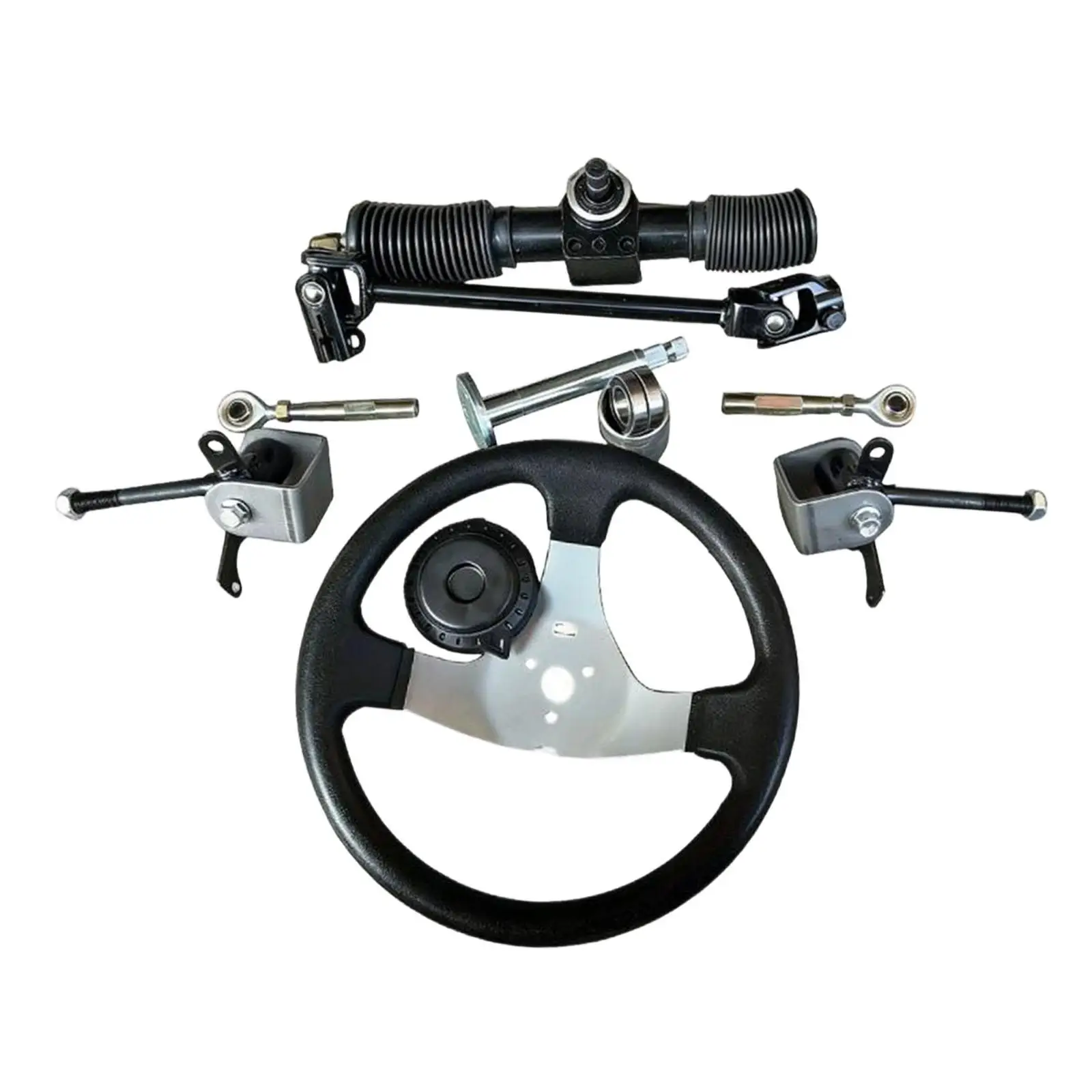 

Go Kart Steering Wheel Kit High Strength Metal Shaft Assembly Adjustable Gear Rack Pinion Set for Electric Four Wheel Vehicle