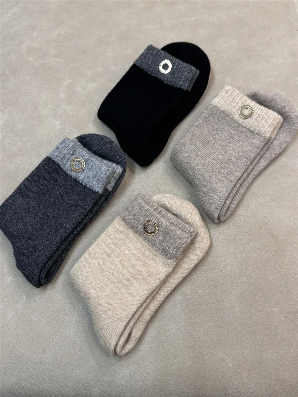 70% Cashmere 30% Polyester Women's Stitching Warm Socks Universal Fashion All-Match Socks