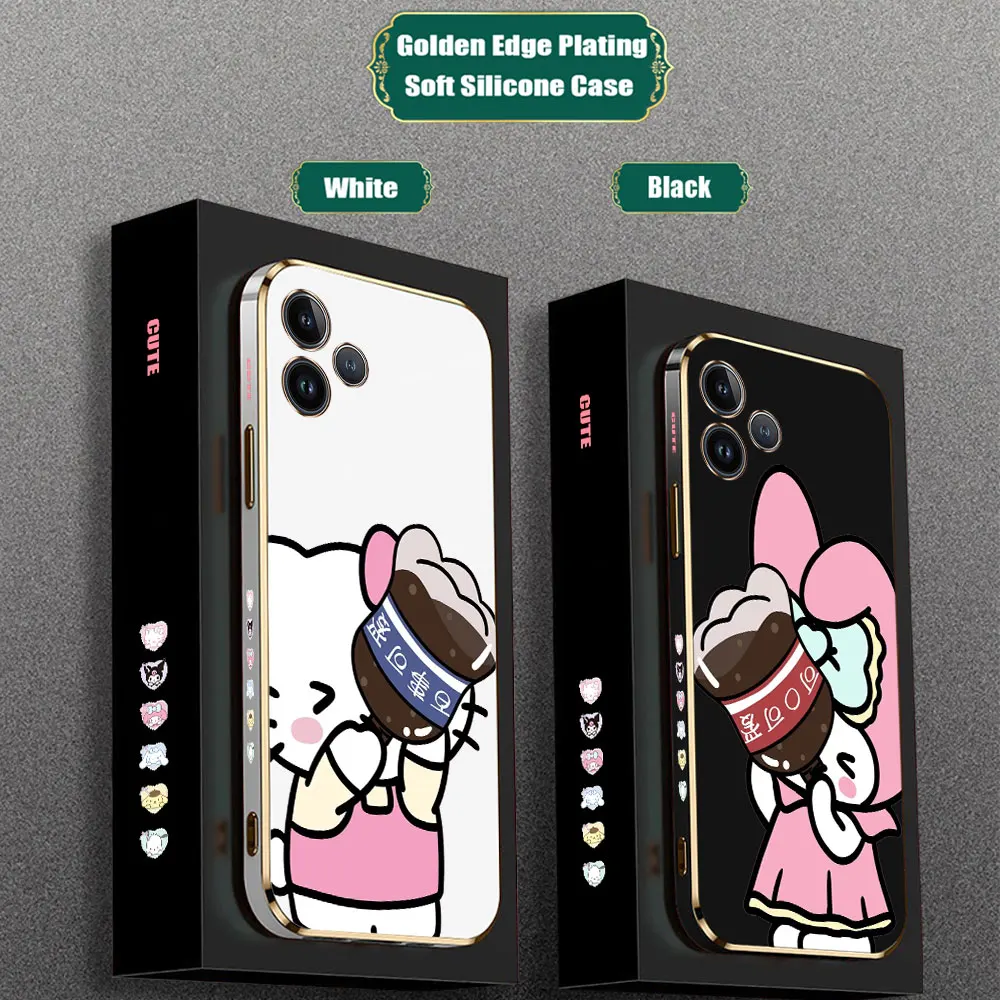 Funda de teléfono de Cola Hello Kitty My Melody para infinix, Tecno Camon 30, 20, 19, 18, Spark 10, 8, 7, 6, poco 6, 5, 4, Zero 30, 20 Pro, cubierta chapada