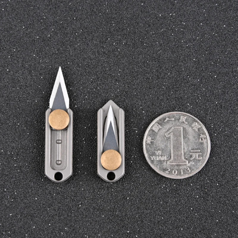 Pure Titanium Mini Push Knife Titanium Alloy Sharp Portable Edc Keychain Pendant Unpacking Express Opening