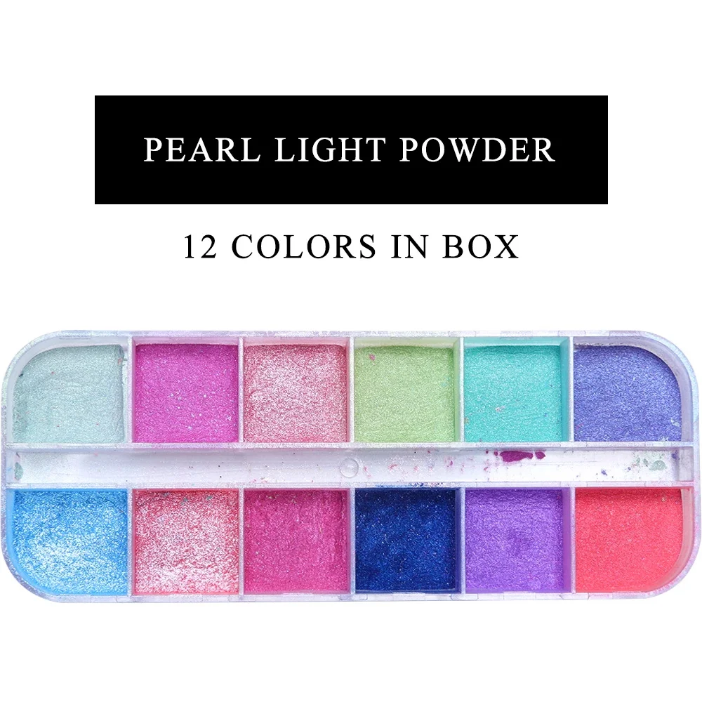 12 grilles Aurora miroir poudre Nail Art paillettes irisées Chrome poussière effet métallique Gel vernis sirène frottant Pigment décor *