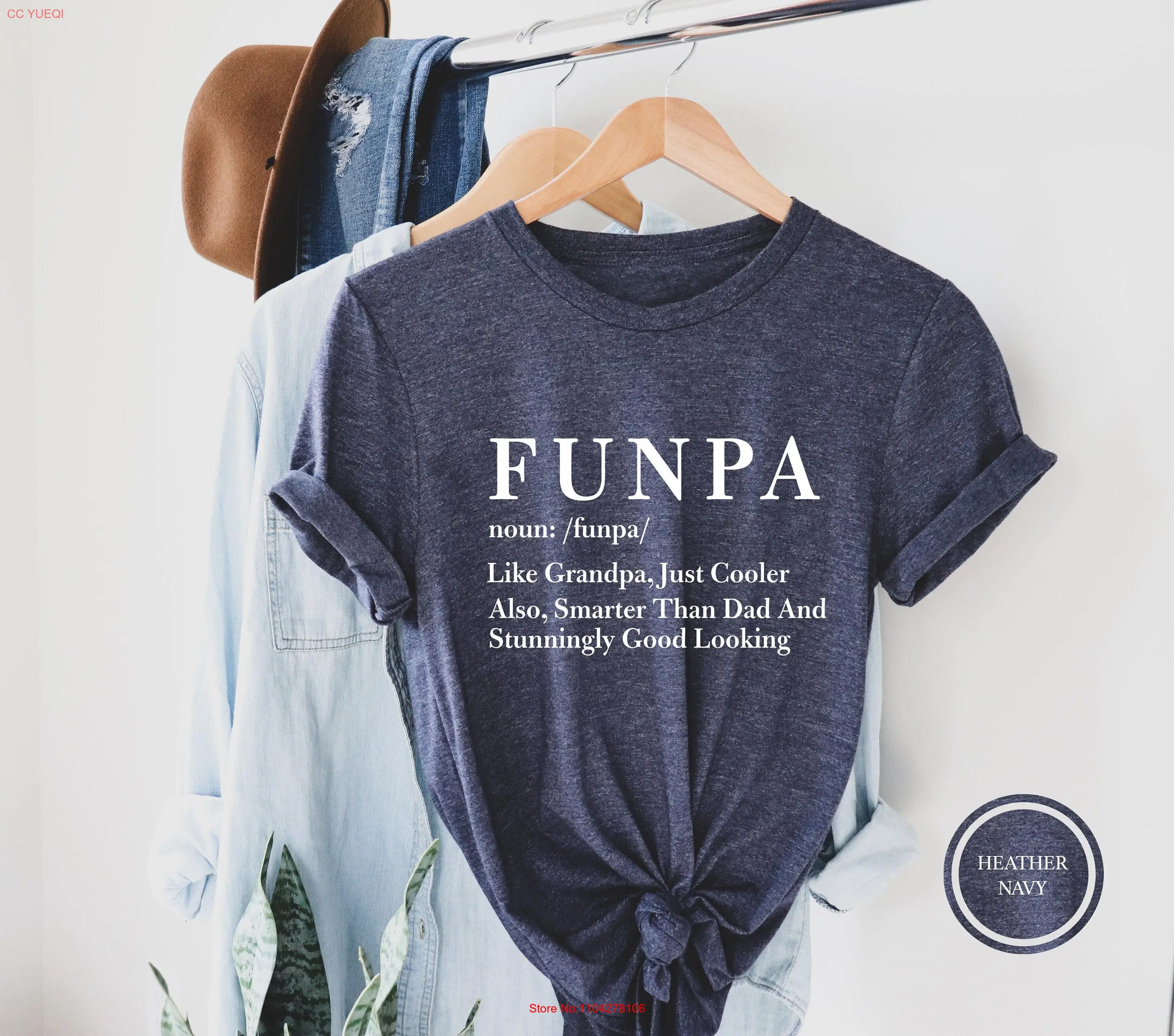 Funpa T Shirt Grandparent Grandpa Grandfather For Father Day long or short sleeves