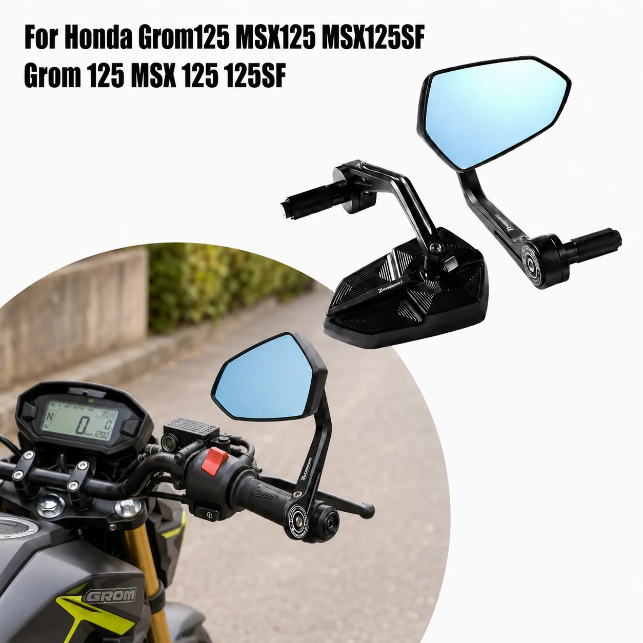 Für Honda Grom125 MSX125 MSX125SF Grom 125 MSX 125 125SF 7/8" Motorradspiegel Blaues Glas Lenker-Endspiegel Rückspiegel Seitenspiegel