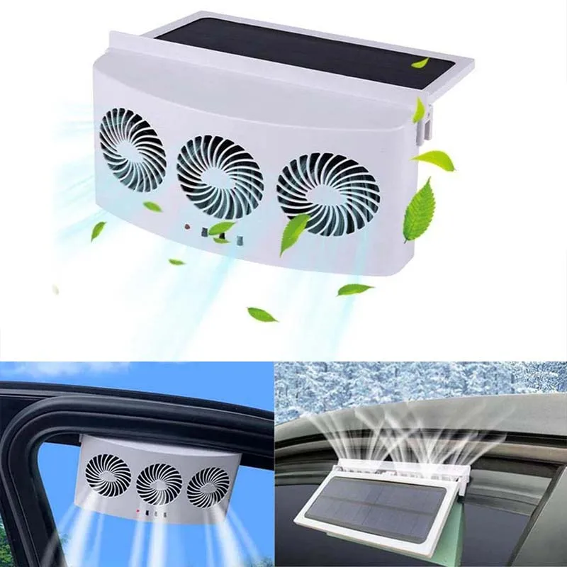 

Solar Powered Car Window Fan Portable Air Vent Radiator Circulation Ventilator Auto Cooler Energy-saving Radiator Exhaust Fan