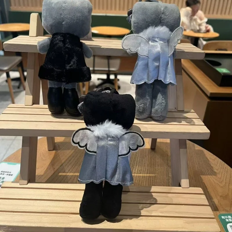 

Sanrio Hello Kitty мультяшный уголь, длинноногий черный ангел серии, мягкий плюшевый брелок, украшение для сумки, подарок на день рождения для девочек