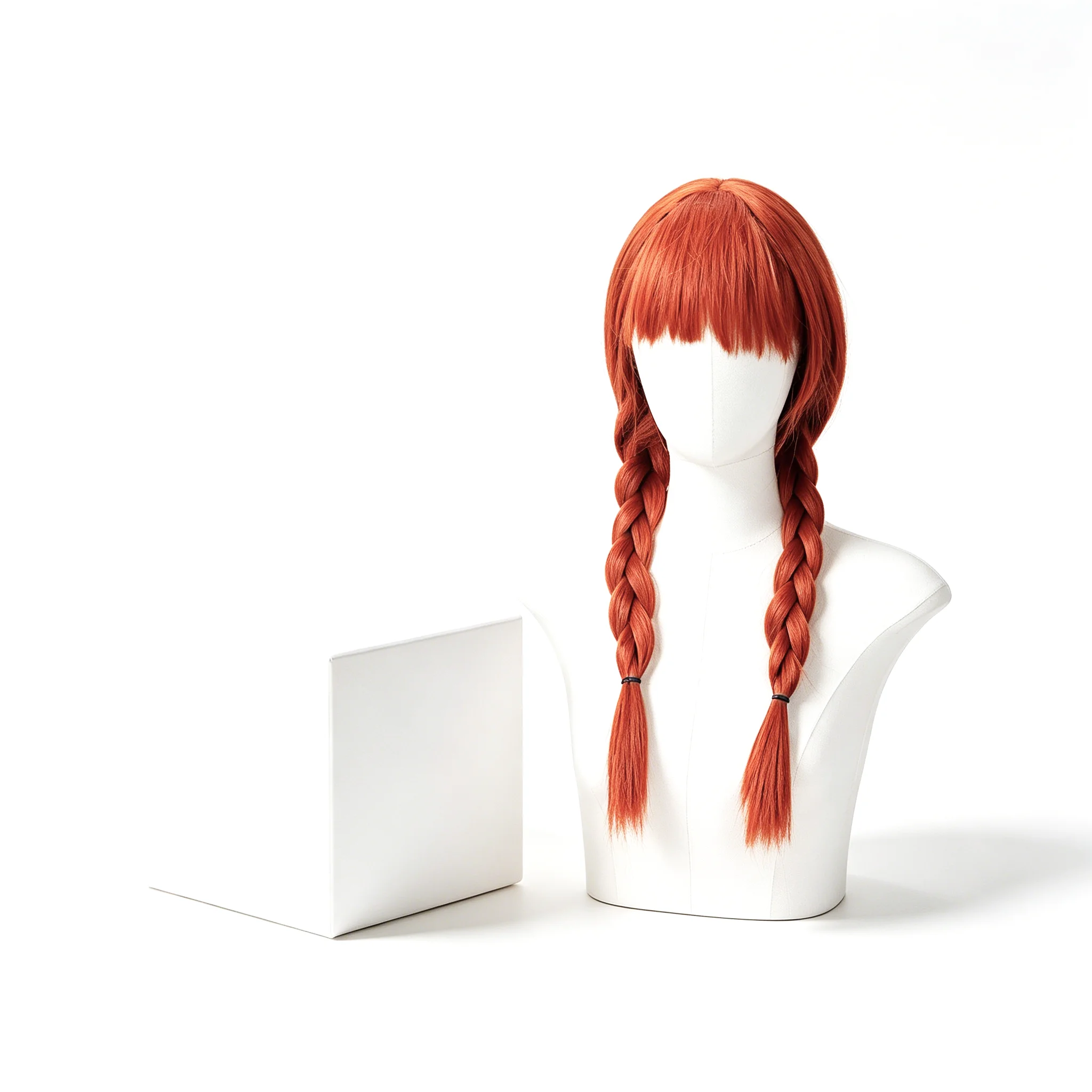 Long Hair Wig Orange-red Double Ponytail Anime Wig Broken Hair Bangs Dance Party Synthetic Cosplay Wig For Ladies Girls