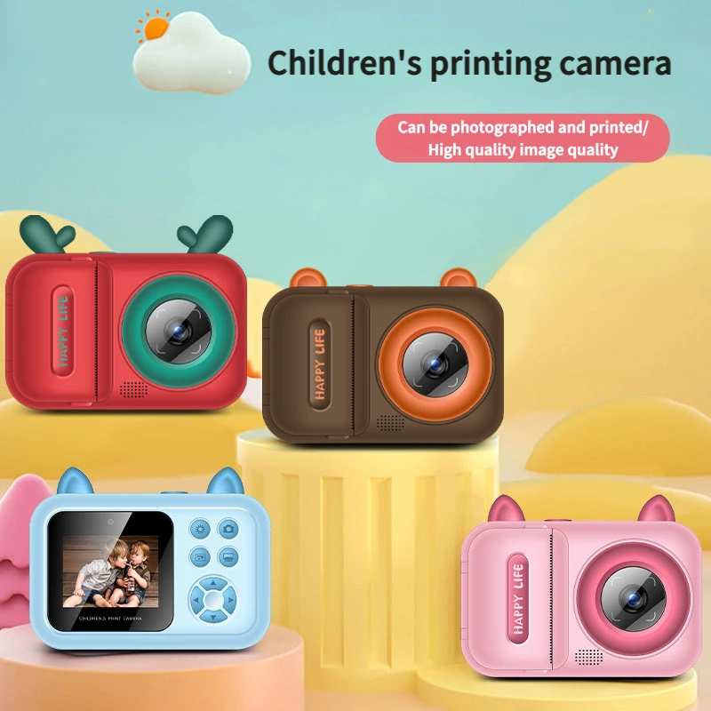 كاميرا محمولة للأطفال بطباعة ساخنة 1080 بكسل كاميرا قابلة لإعادة الشحن عالية الوضوح مع لفة طباعة طابعة فورية بطاقة 8 جيجابايت. #1