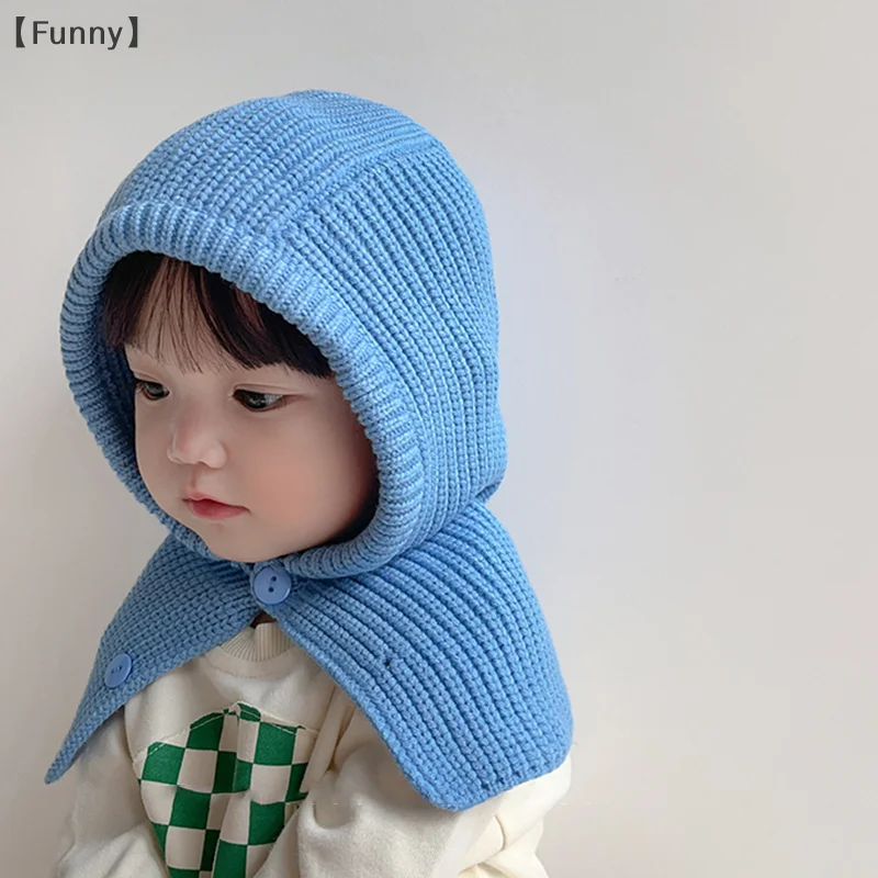 [مضحك] خريف شتاء جديد بلون دافئ حماية الأذن قبعة الطفل بلون يندبروف الأطفال الصوف محبوك قبعة