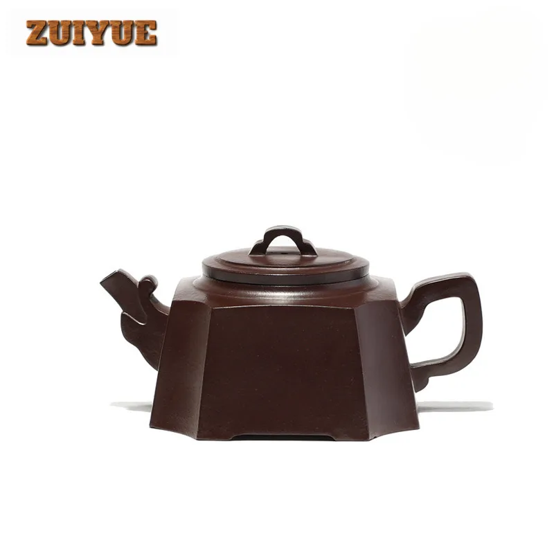 250ml Yixing Purple Clay Teapot Handmade Square Ryuzun Pot Raw Ore Purple Mud Kettle With Strainer Zisha Tea Set Collection Gift