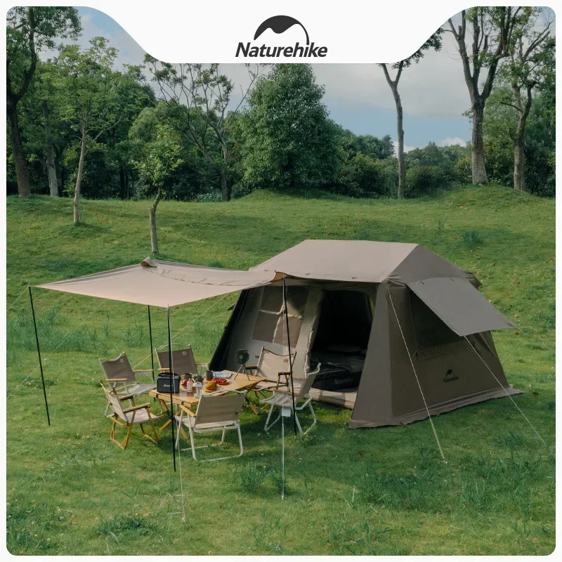 Naturehike Fast Build Village 6.0 Tent Outdoor Camping Tent 210D Oxford Cloth Black Coating PU2000mm UPF 12500+ 3-4 Person Tent