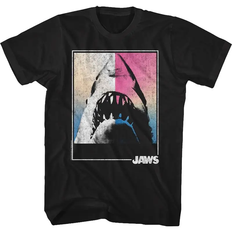 

1975 Jaws Head Movie Co-titled Jaws Винтажная мужская футболка Дизайнер винтажных мужских футболок Футболки высокого качества