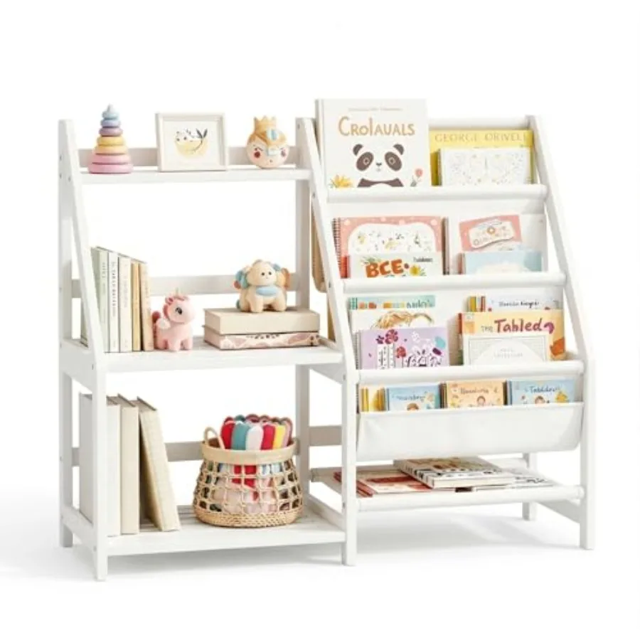 

Bookshelf with Storage, 3 Tier Toddler Book Shelf, Small Bookcase, Montessori Bookshelf Baby Bookcase for Nursery, Bedroom, Pla