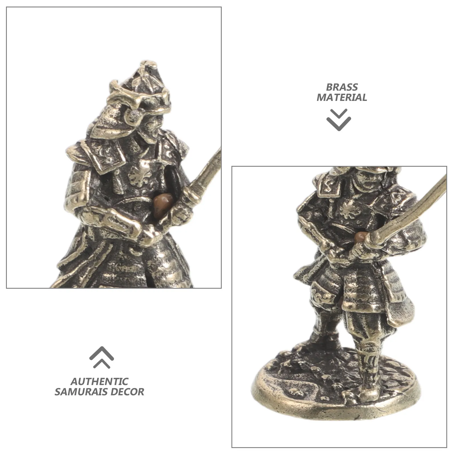 6Pcs Brass Samurai Sculptures Japanese General Warrior Miniature Figures Traditional Desk Bonsai Office Decor Edo Period Samurai