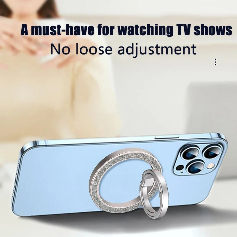 حامل هاتف مغناطيسي فلاش فاخر لحامل مغناطيسي Magsafe مع لوحة حلقة معدنية لهاتف iPhone 14 15 Pro Samsung قابلة للطي #4