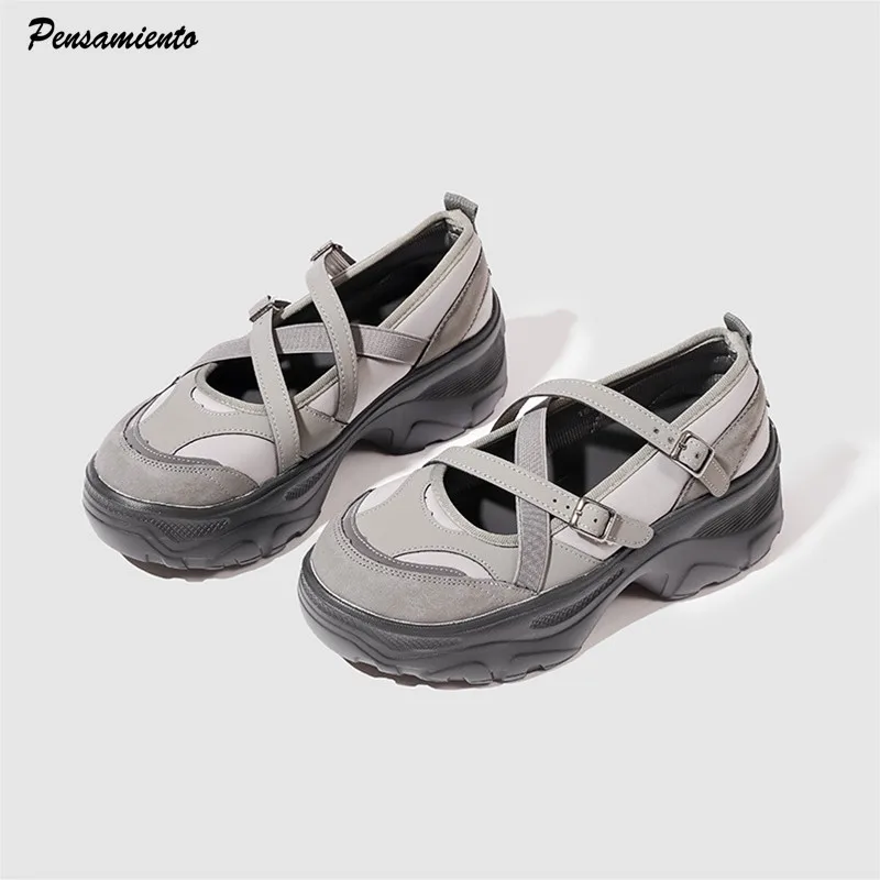 

Балетный стиль, модные весенне-осенние женские туфли Мэри Джейн на плоской подошве, удобные спортивные лоферы на мягкой платформе, повседневные кроссовки на массивном каблуке