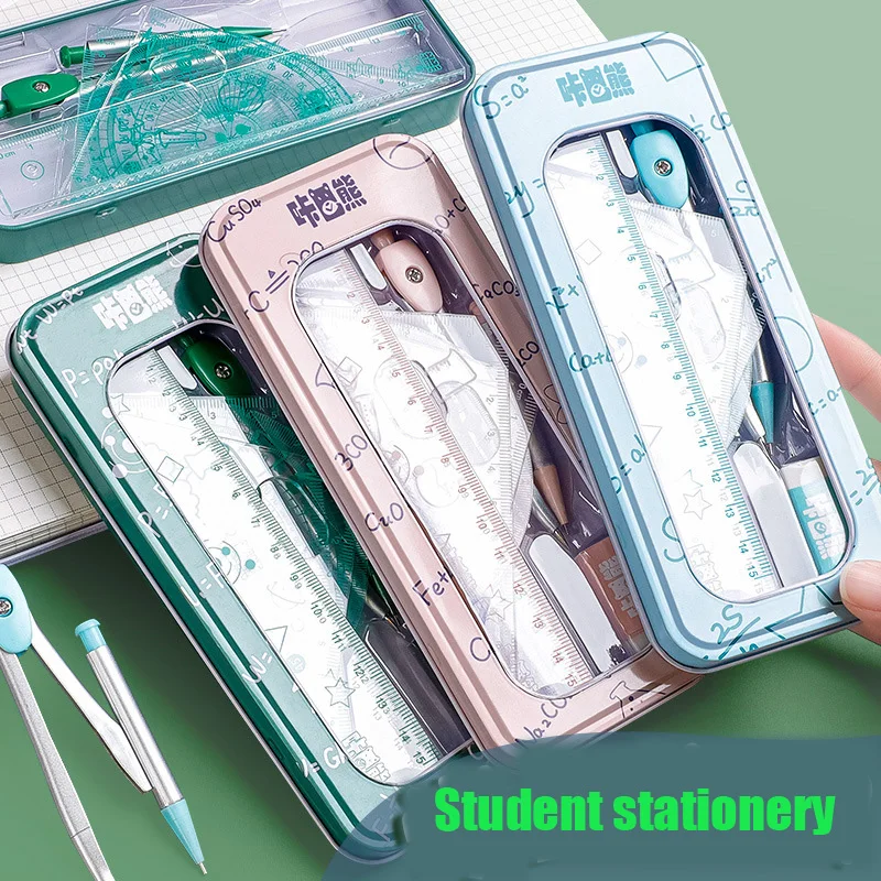 8PCS Drawing Set Compass Ruler Protract Learning Tools Mathematical Stationery Math Drawing Set for Students Drawing Accessories