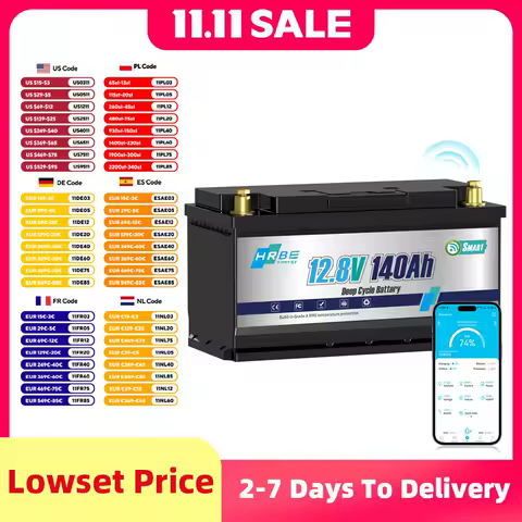 HRBEEnergy 12V 140AH LiFePO4 Lithium Battery Pack Bluetooth 100A BMS For Off-Grid Trolling Motor Campers Home Energy Storage