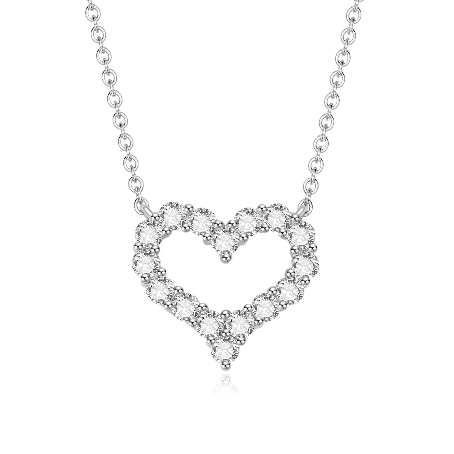 18K White Gold Lab Grown Diamond Heart Necklaces Fine Jewelry For Women Wedding Anniversary