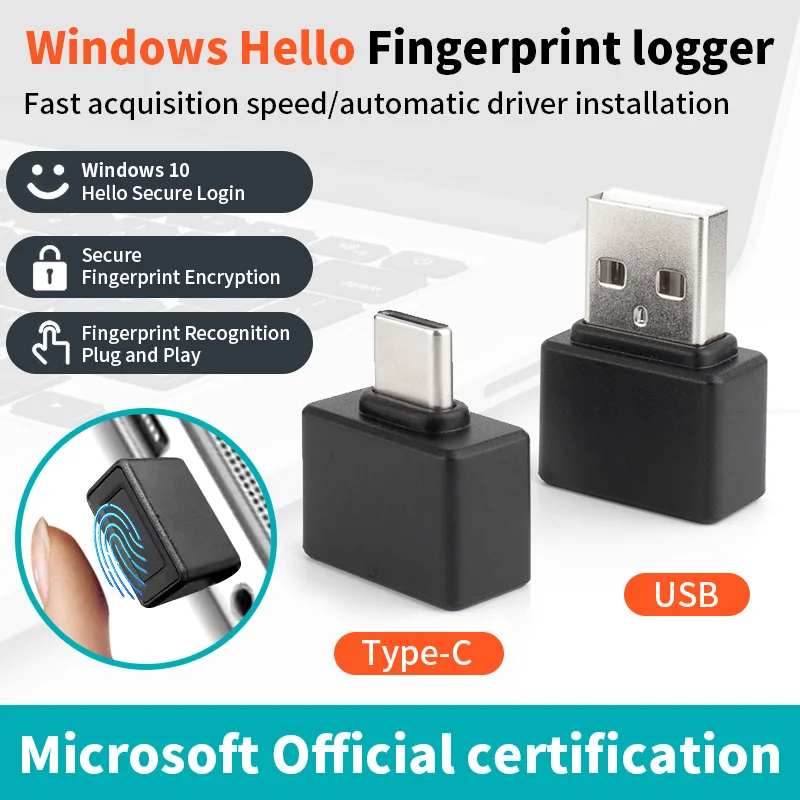 Mini USB/Type C Fingerprint Recognition Device For PC Laptop Windows 10 11 Hello Biometric Scanner Fingerprint Reader Module