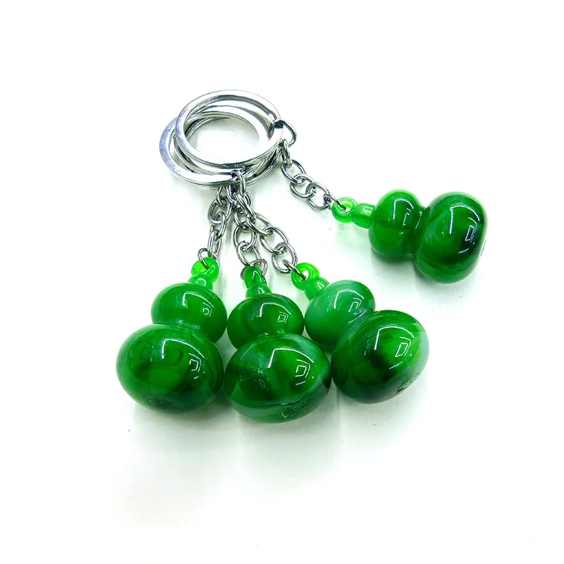 100Pcs Chinese Gourd Keychain Jadeite Color Gourd Keyring Imitation Jade Key Chain Bag Pendant  Jewelry