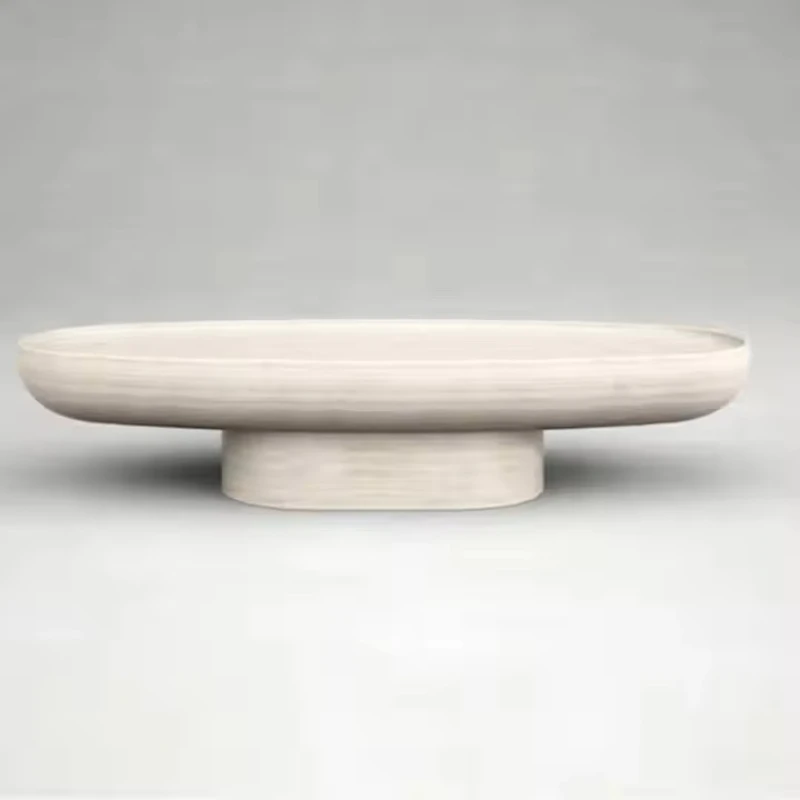 Modern cream style oval travertine coffee table dining simple design hotel living room creative furniture