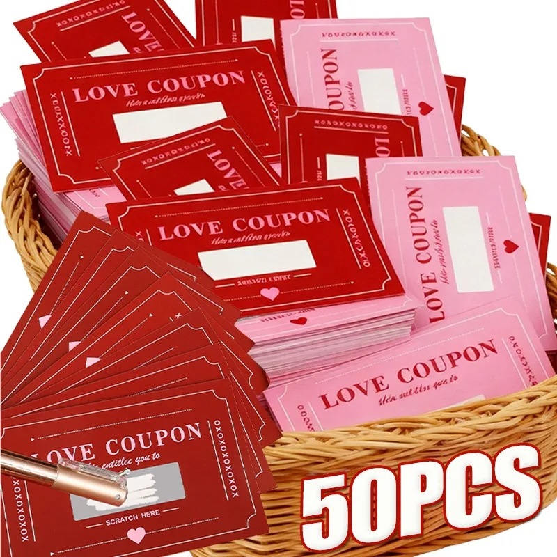 Tarjetas para rascar, cupones de amor para el Día de San Valentín, bricolaje, billete de juego, nota de amor romántica, regalo de aniversario de boda, tarjeta de felicitación creativa