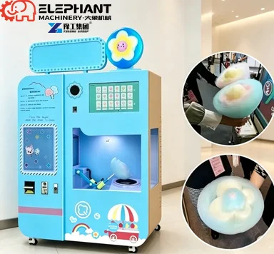 Cotton Candy Vending Machine Intelligent Unmanned Wheeled Mobile Machine For Amusement Park