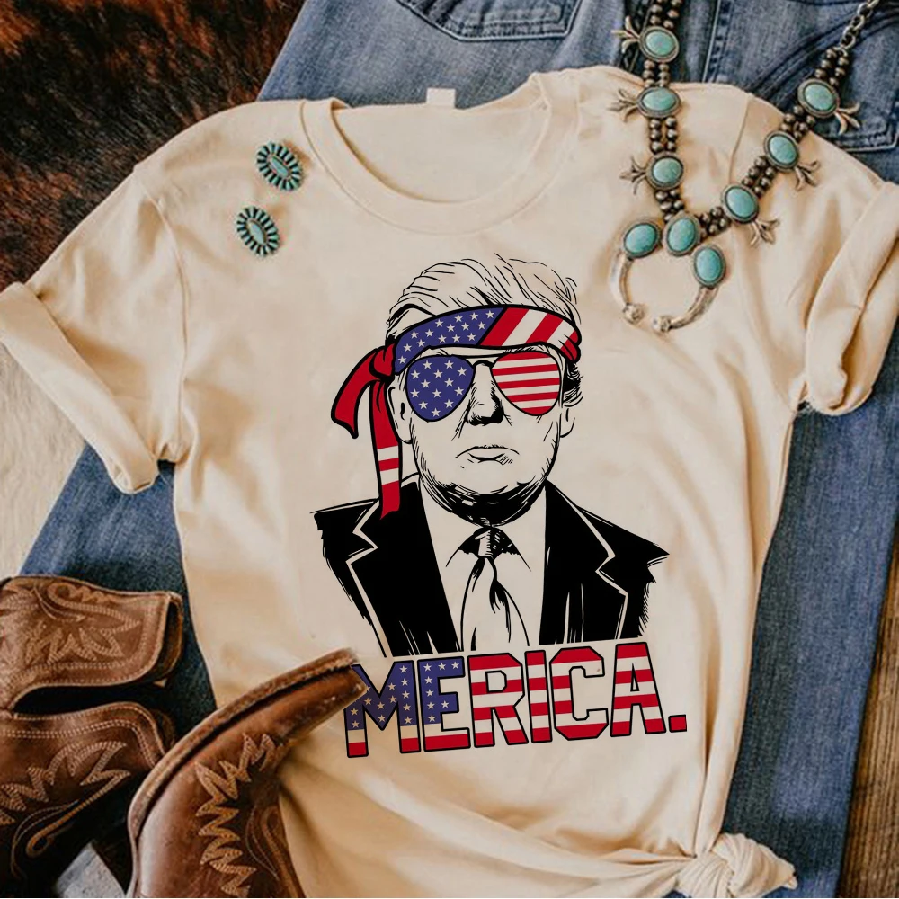 Usa Trump 2024 Merica t-shirts women Japanese funny anime t shirt girl anime clothes