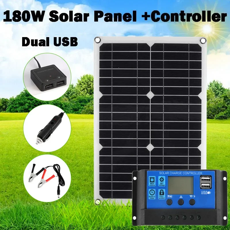 Durable20W Dual USB Port Solar Panel Multifunctional Portable Charger Kit, Waterproof