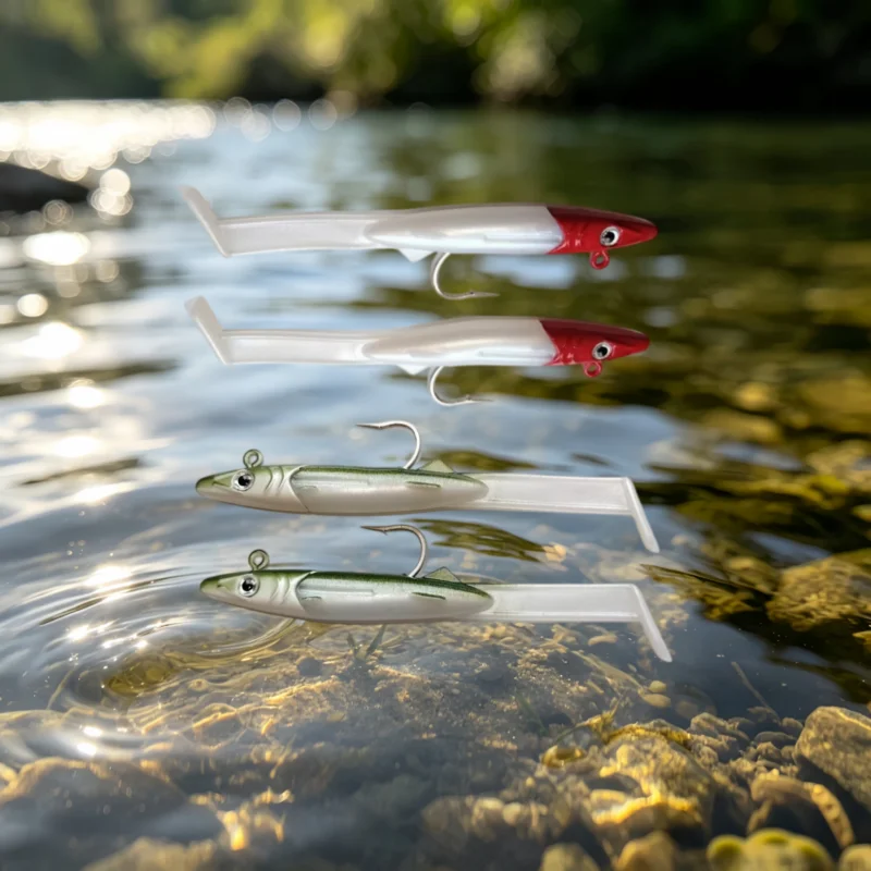 MUKUN Pre-Rigged Eel Jig Soft Lure 5.8g-25g Saltwater Swimbait Artificial Fishing Bait For Sea Bass Pike